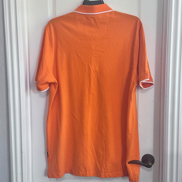 Men's Sean John Orange Short Sleeve Polo Shirt 3XL with White Trim - Picture 3 of 8
